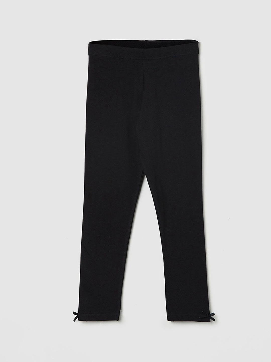 

max Girls Black Solid Ankle-Length Leggings