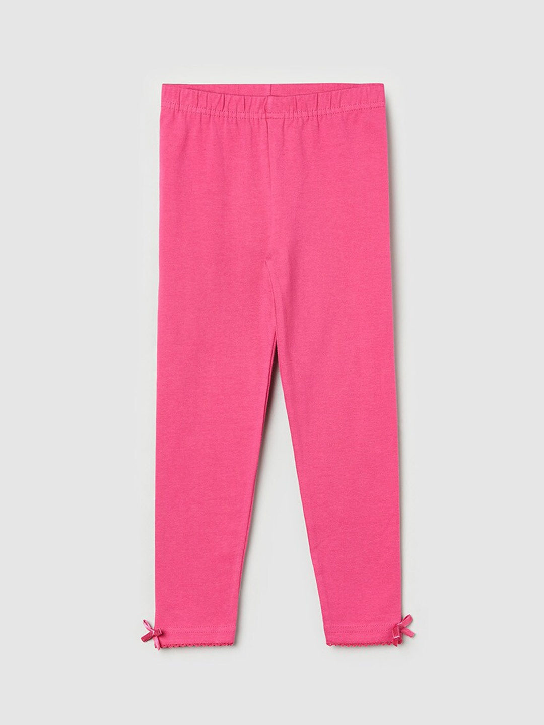 

max Girls Fuchsia-Pink Solid Ankle-Length Leggings