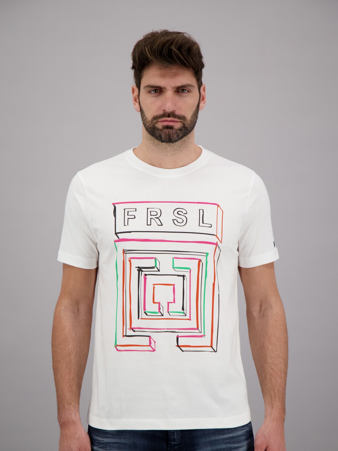 

FREESOUL Men White Abstract Printed Cotton T-shirt