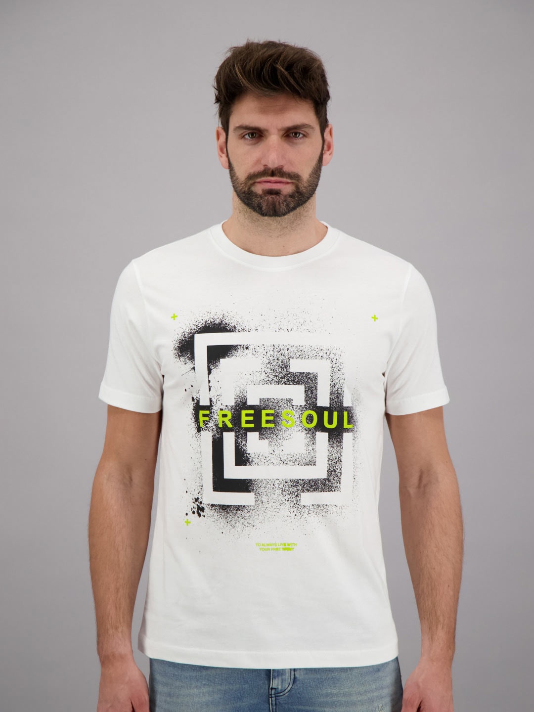 

FREESOUL Men White Abstract Printed T-shirt