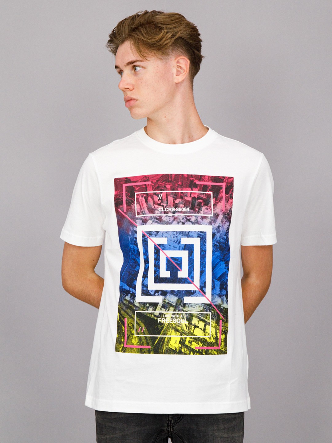 

FREESOUL Men White Printed Pure Cotton T-shirt