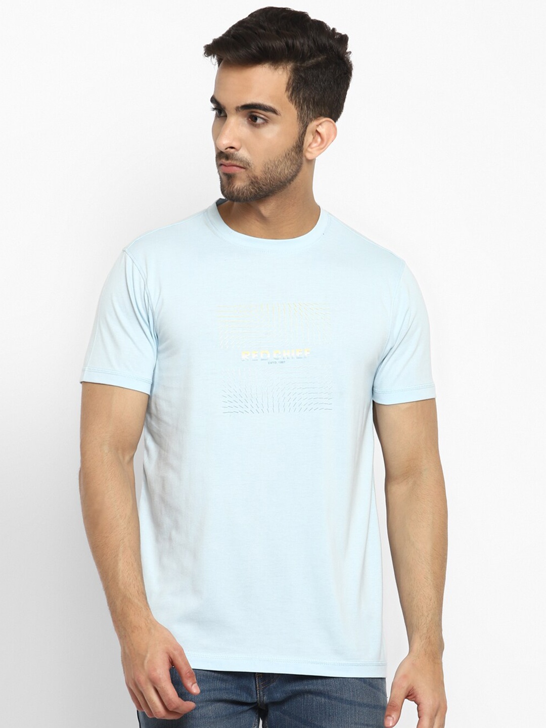 

Red Chief Men Blue Typography Print Outdoor Cotton T-shirt