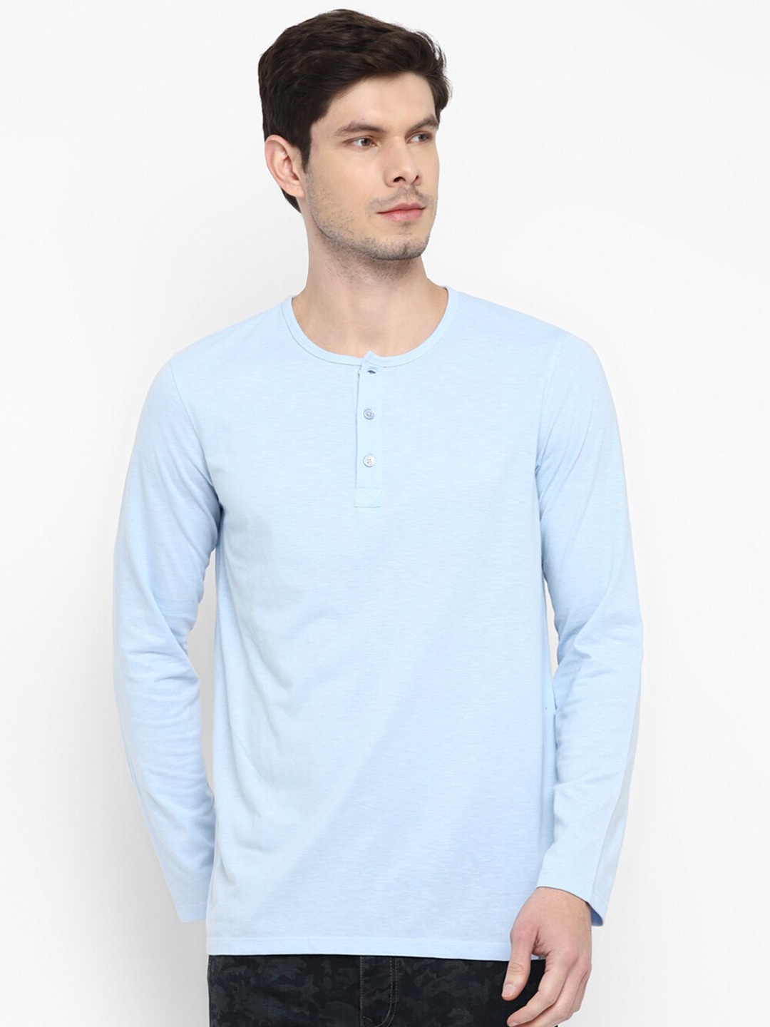 

Red Chief Men Blue Henley Neck T-shirt