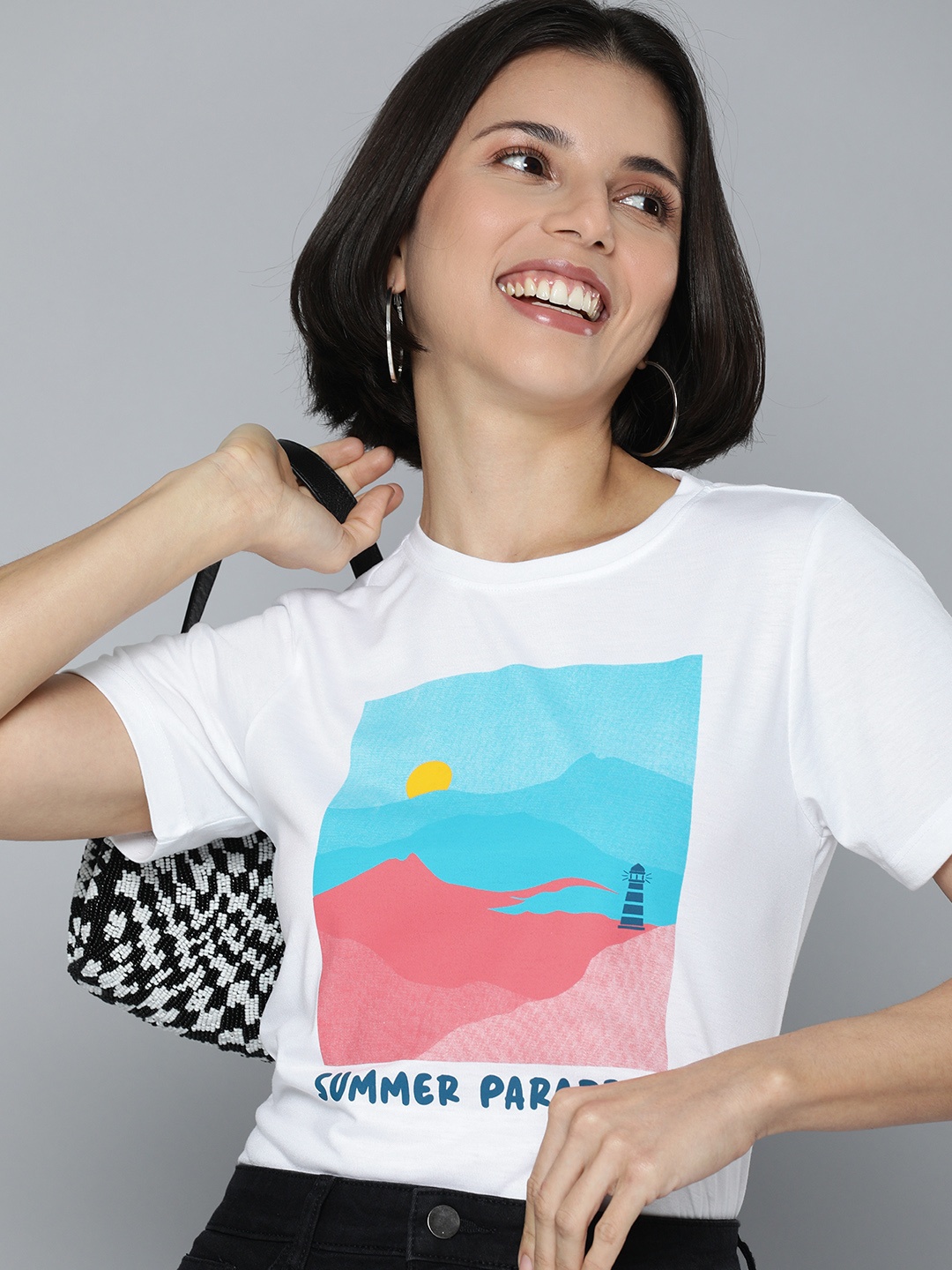 

Mast & Harbour Women White Graphic Printed Casual T-shirt