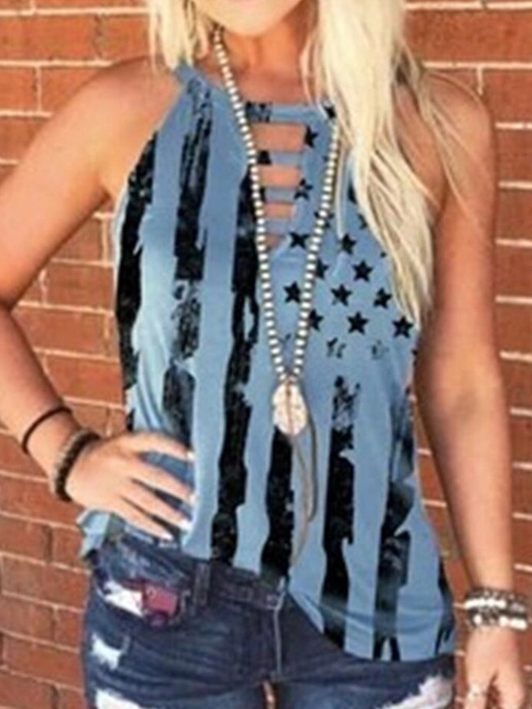 

La Aimee Blue Tie and Dye Print Top