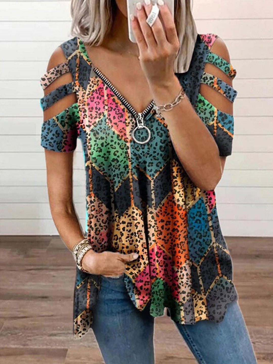 

La Aimee Multicoloured Animal Print Top, Multi
