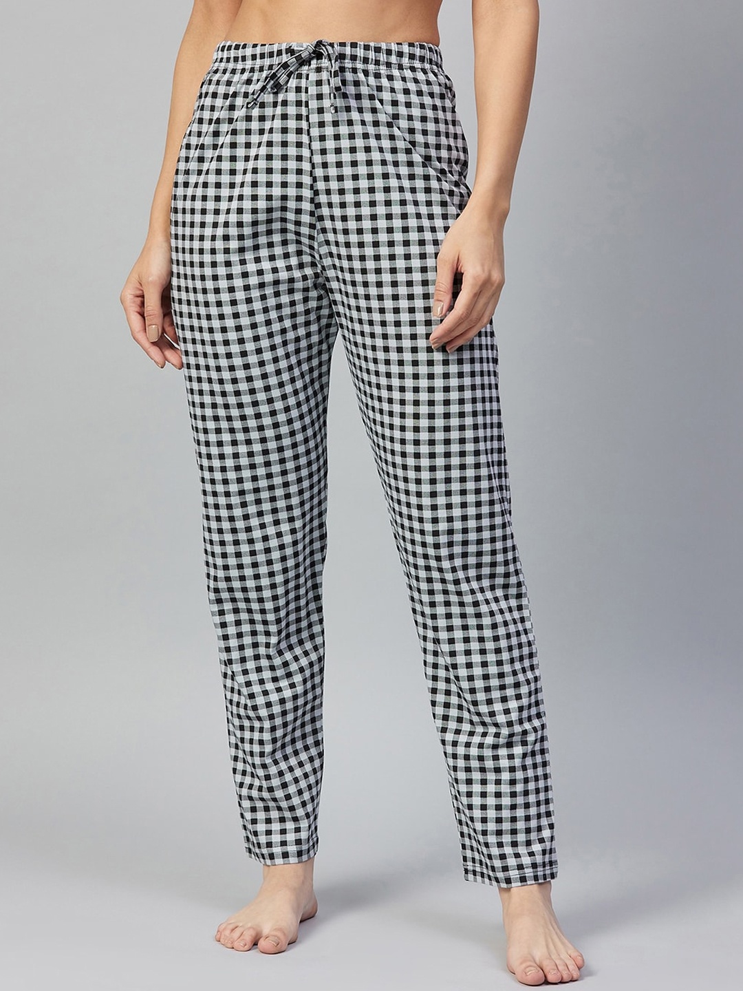 

C9 AIRWEAR Women Blue & Black Checked Pure Cotton Lounge Pant