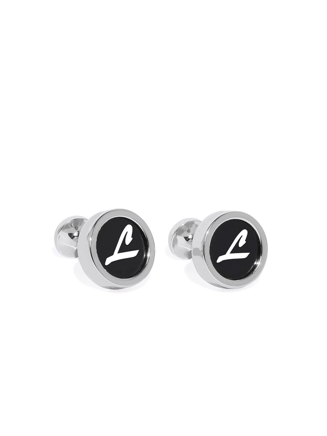 

Blacksmith Men Silver-Toned & Silver-Plated Brass Printed Cufflink