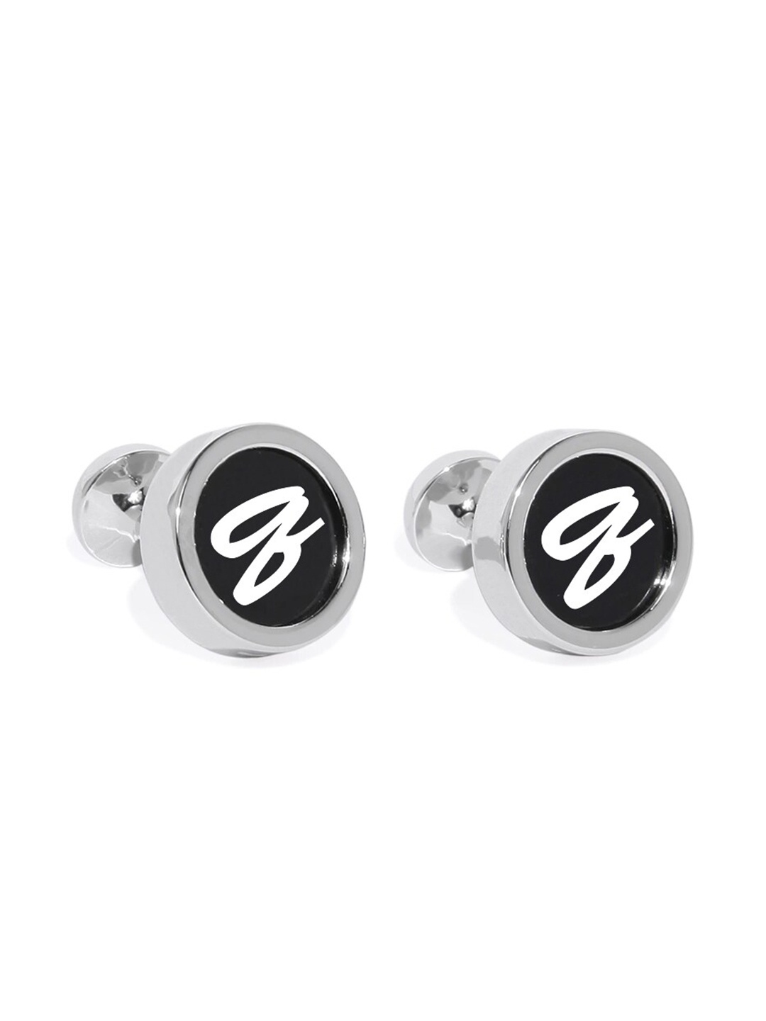 

Blacksmith Silver-Toned & Black Cufflink