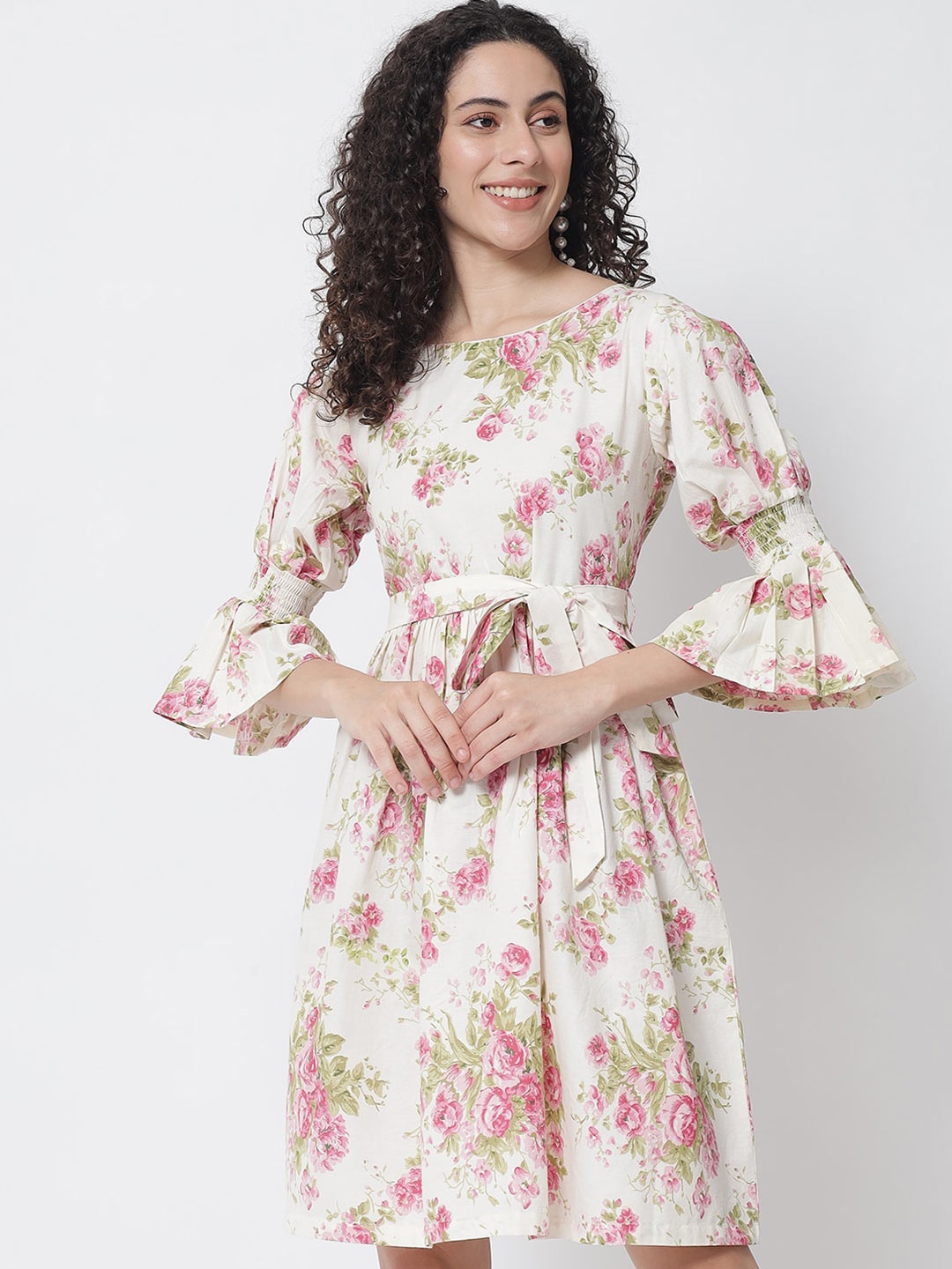 

Tulsattva Women White Floral Dress