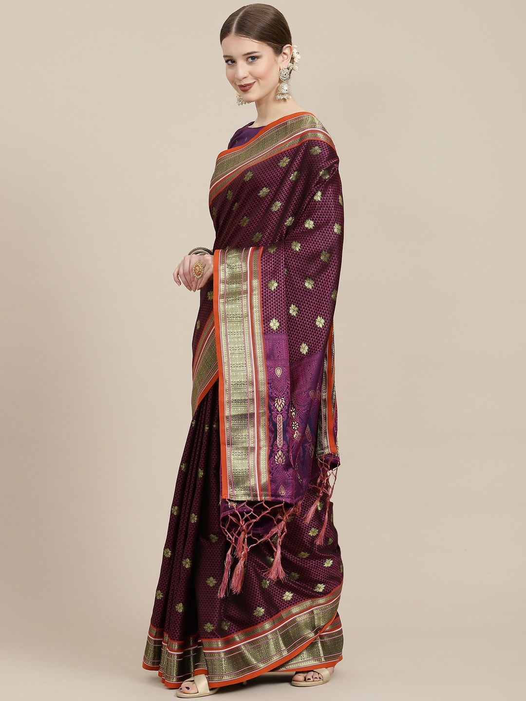 

Satrani Purple Woven Design Saree