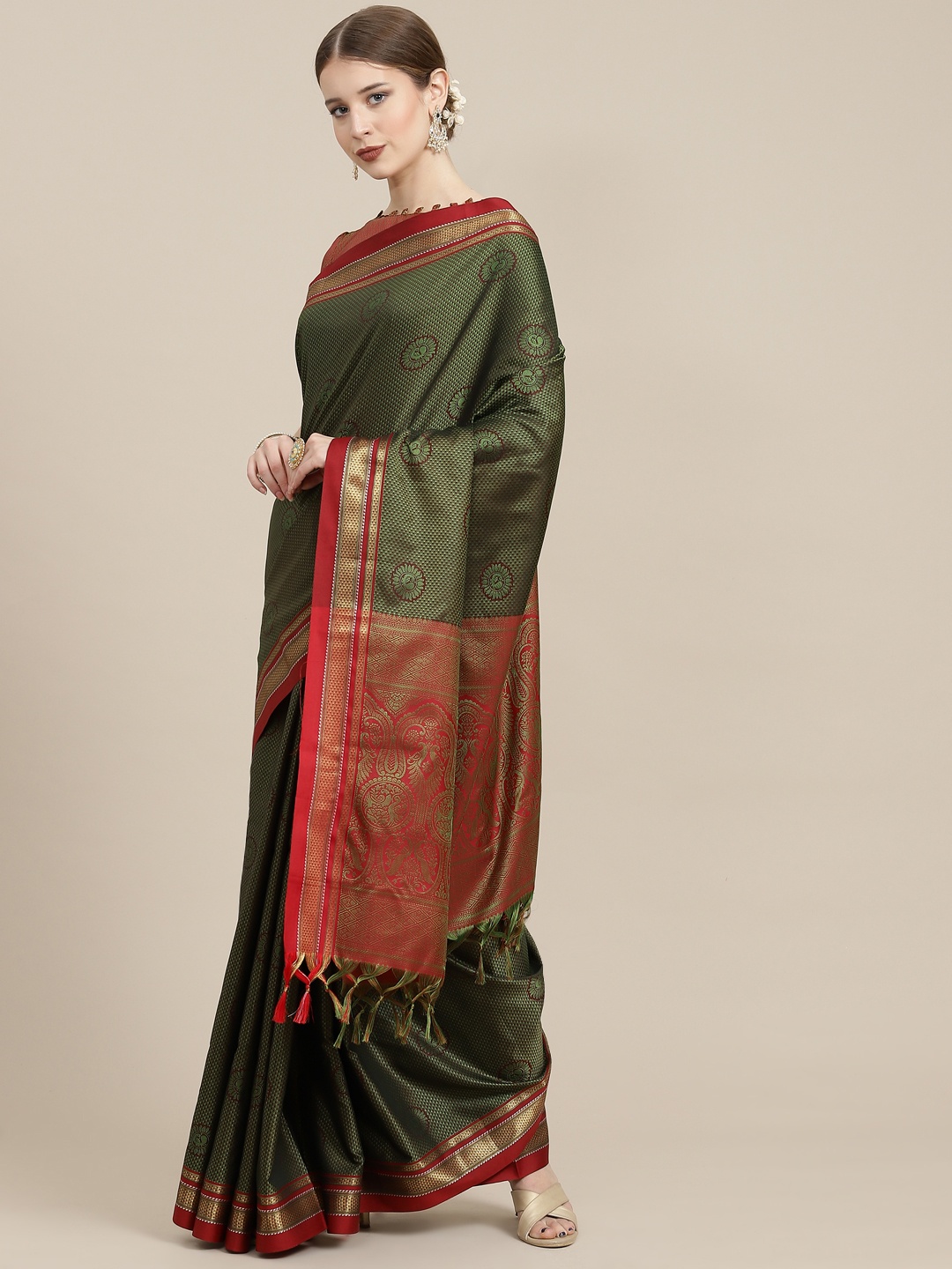 

Satrani Green Woven Design Saree