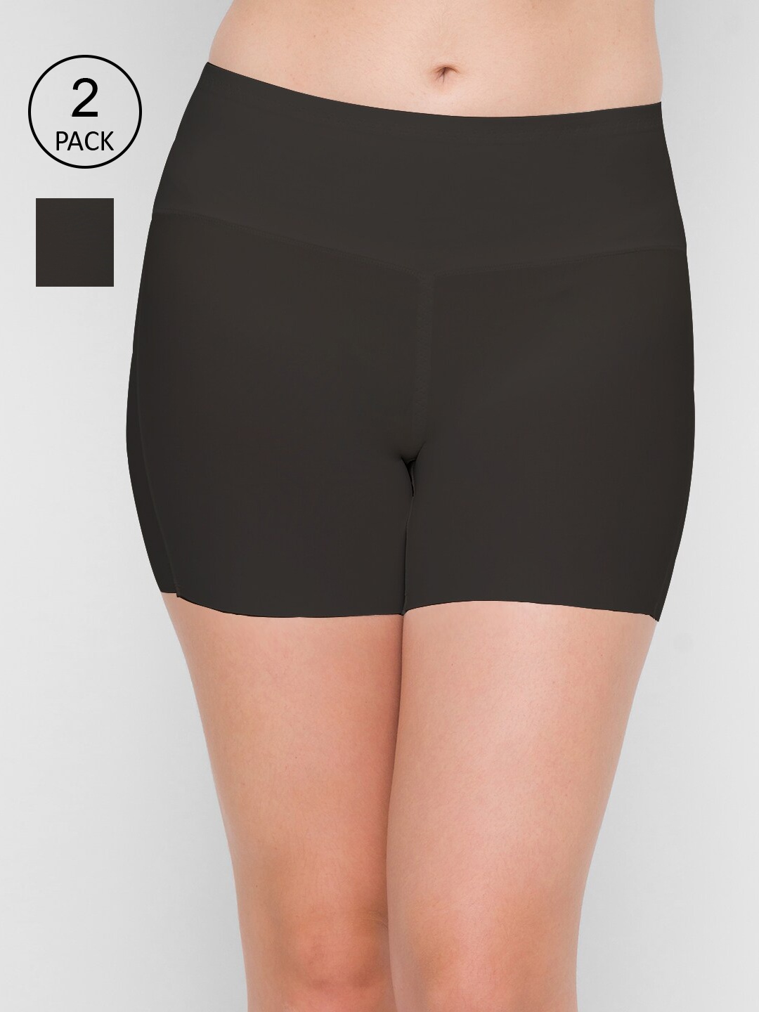 

FashionRack Women Pack Of 2 Black Solid Seamless Boy Short Briefs 50813_BB