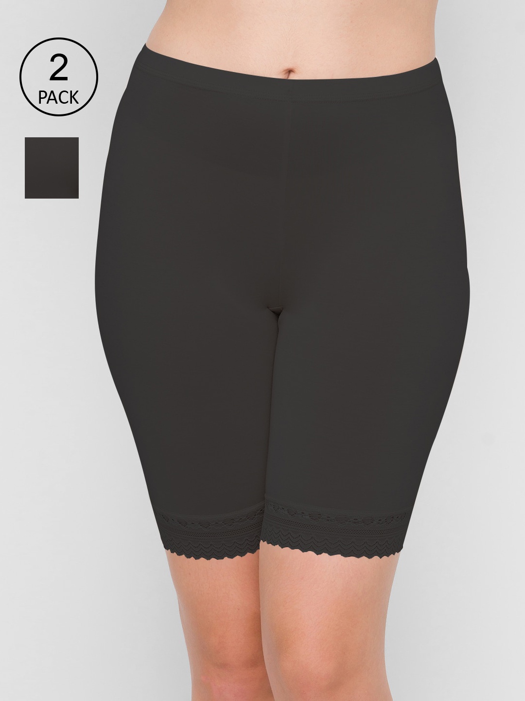 

FashionRack Women Pack Of 2 Black Solid Boy Shorts Briefs
