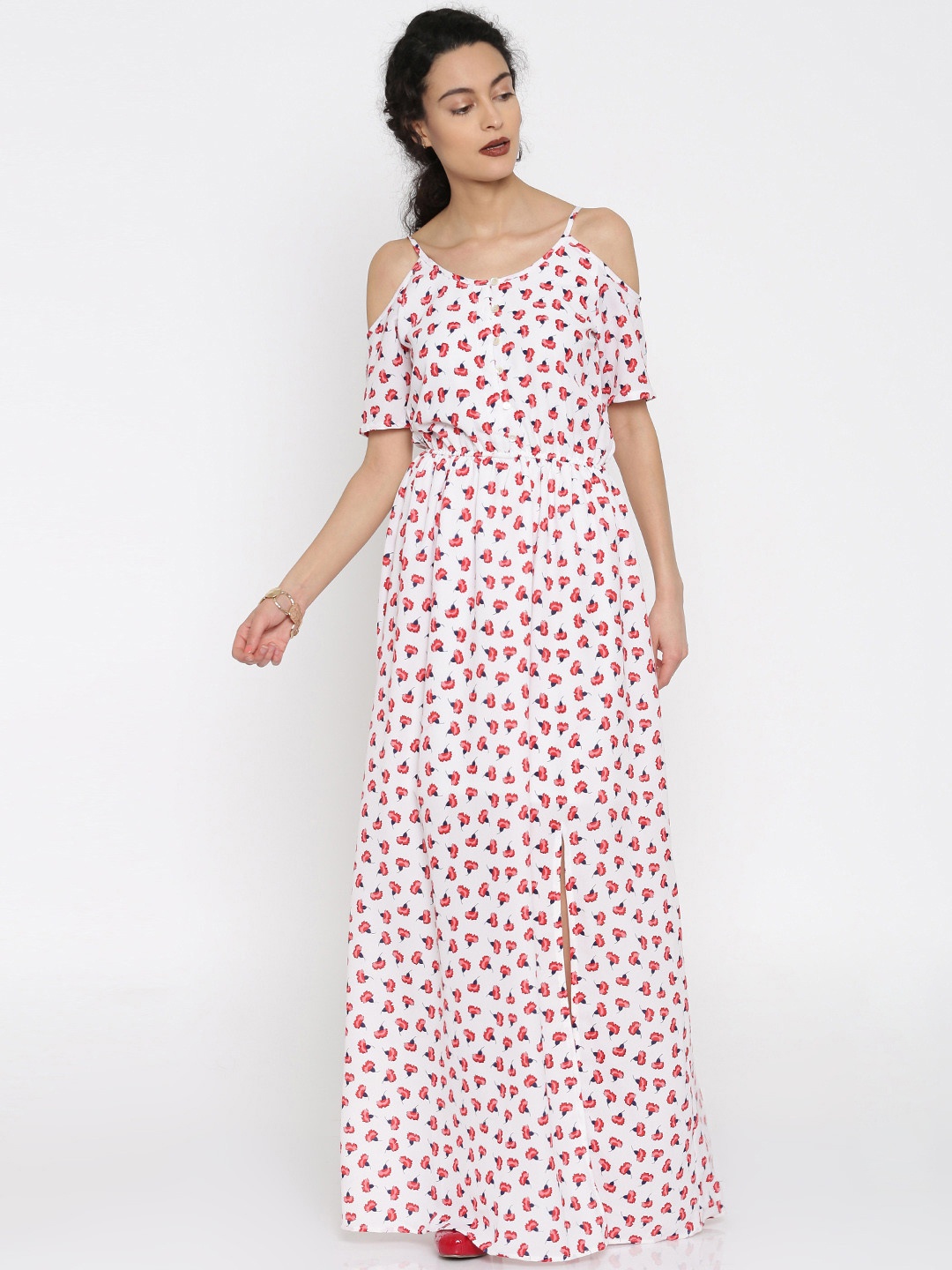 

Miss Chase Women Off-White & Red Printed Maxi Dress