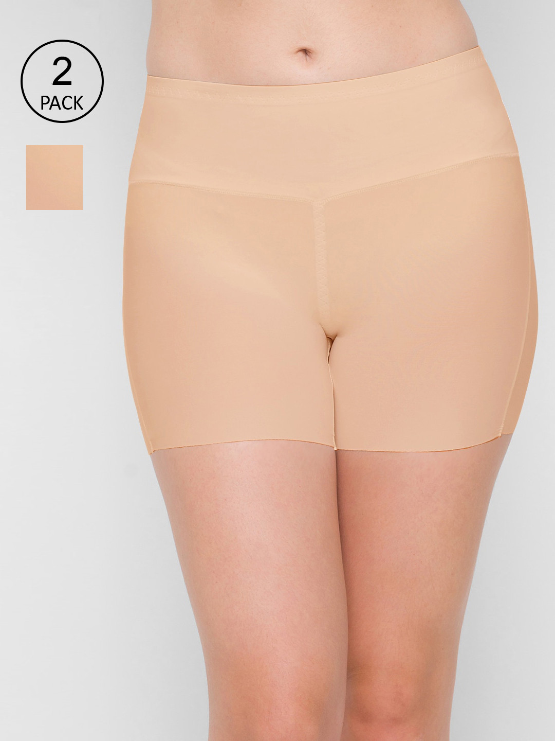 

FashionRack Women Beige Pack Of 2 Solid Boy Shorts