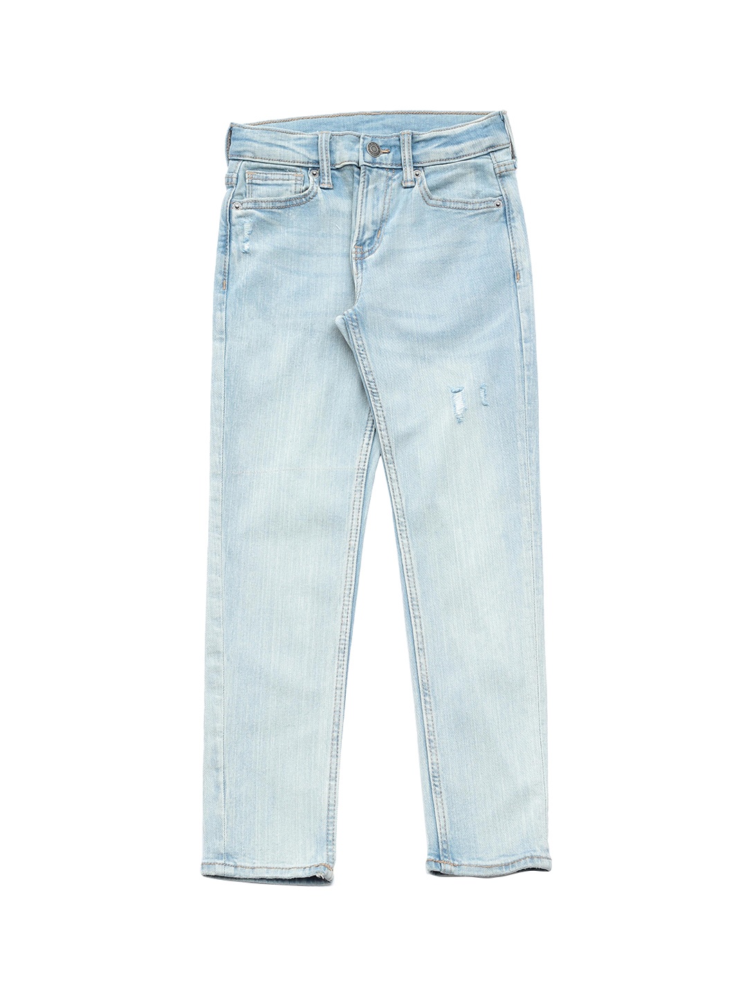 

Lil Lollipop Kids Blue Slim Fit Mildly Distressed Heavy Fade Pure Cotton Jeans