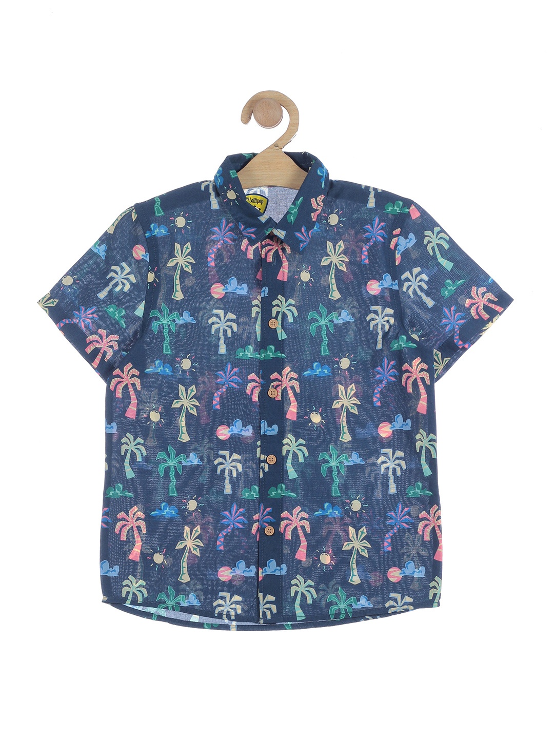 

Lil Lollipop Boys Navy Blue Printed Casual Shirt