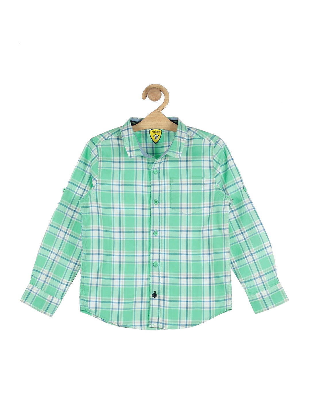 

Lil Lollipop Boys Green Regular Fit Checked Cotton Casual Shirt