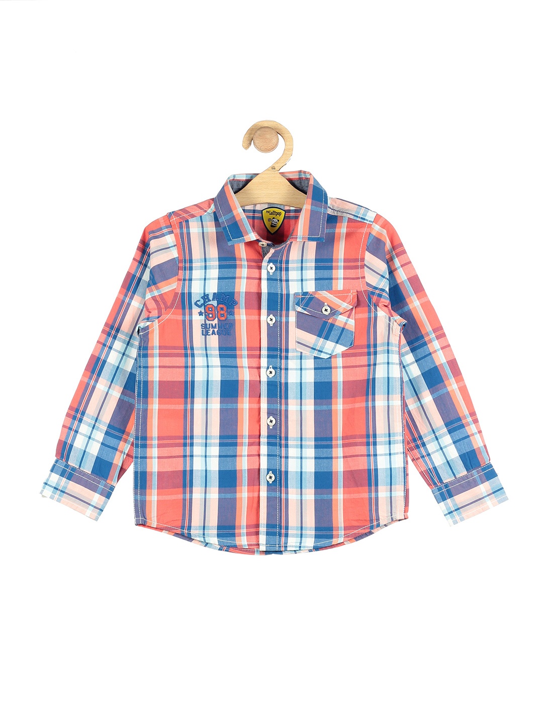 

Lil Lollipop Boys Blue Checked Casual Shirt