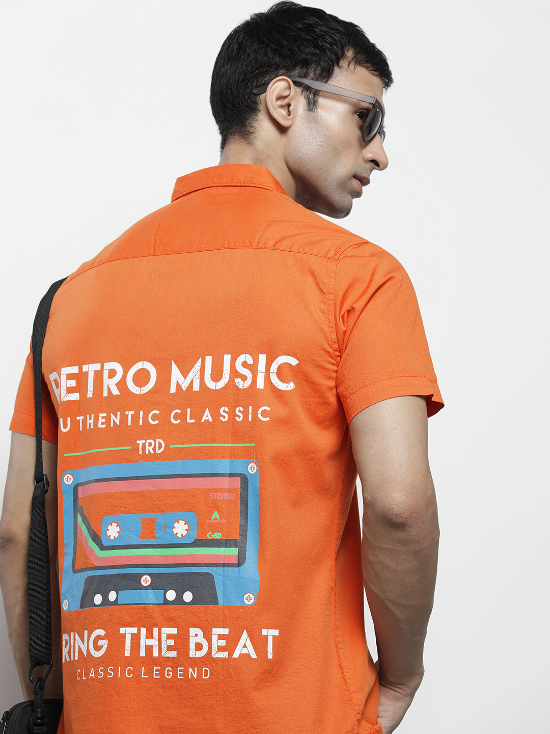 

The Indian Garage Co Men Orange Graphic Printed Classic Casual Shirt