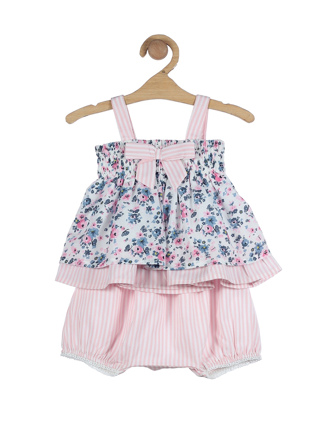 

Lil Lollipop White Floral Print Strapless Pure Cotton Top
