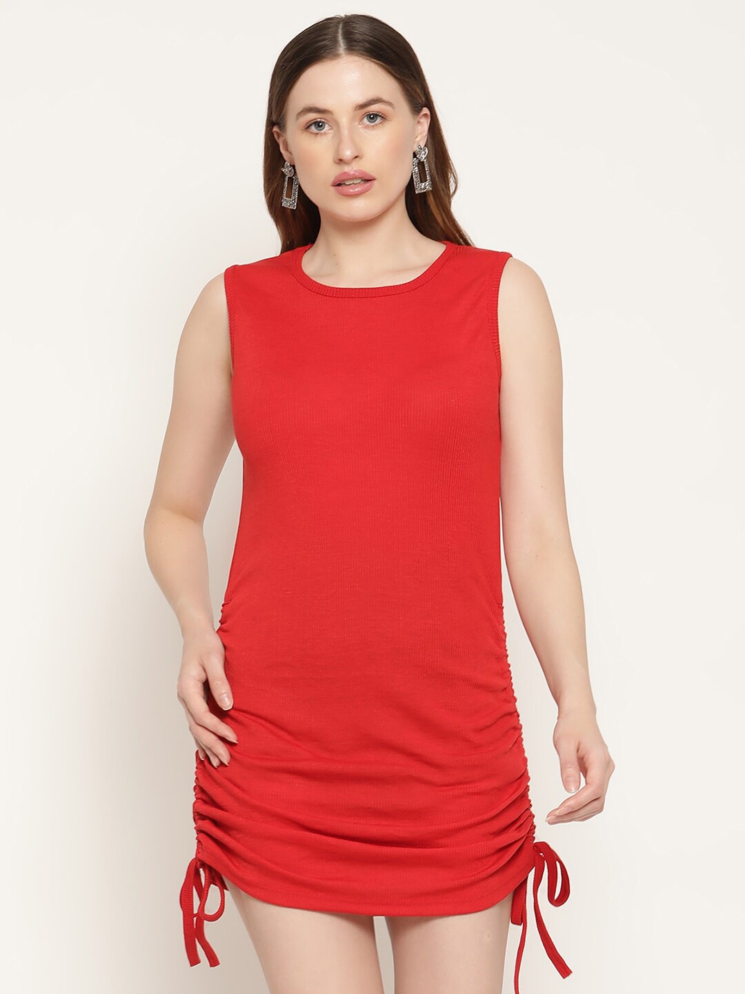 

Miaz Lifestyle Red Scuba Sheath Mini Dress