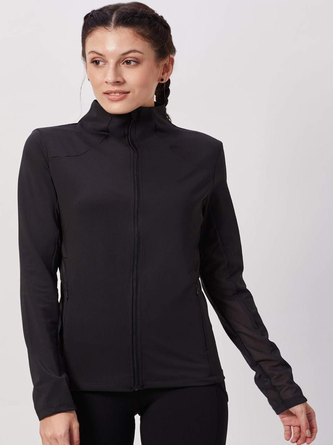

SEEQ Women Black Training or Gym Sporty Jacket