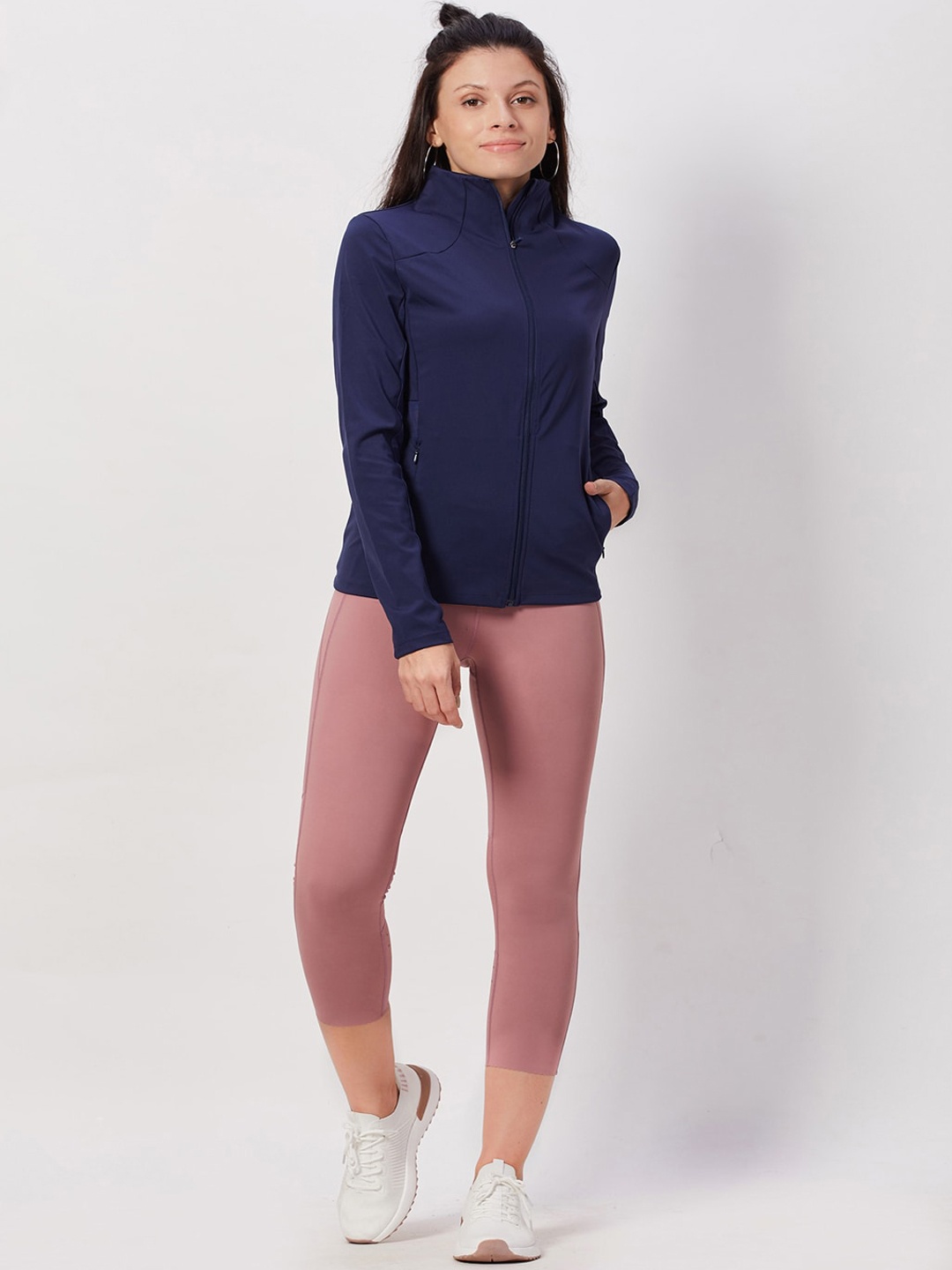 

SEEQ Women Navy Blue Training or Gym Tailored Jacket