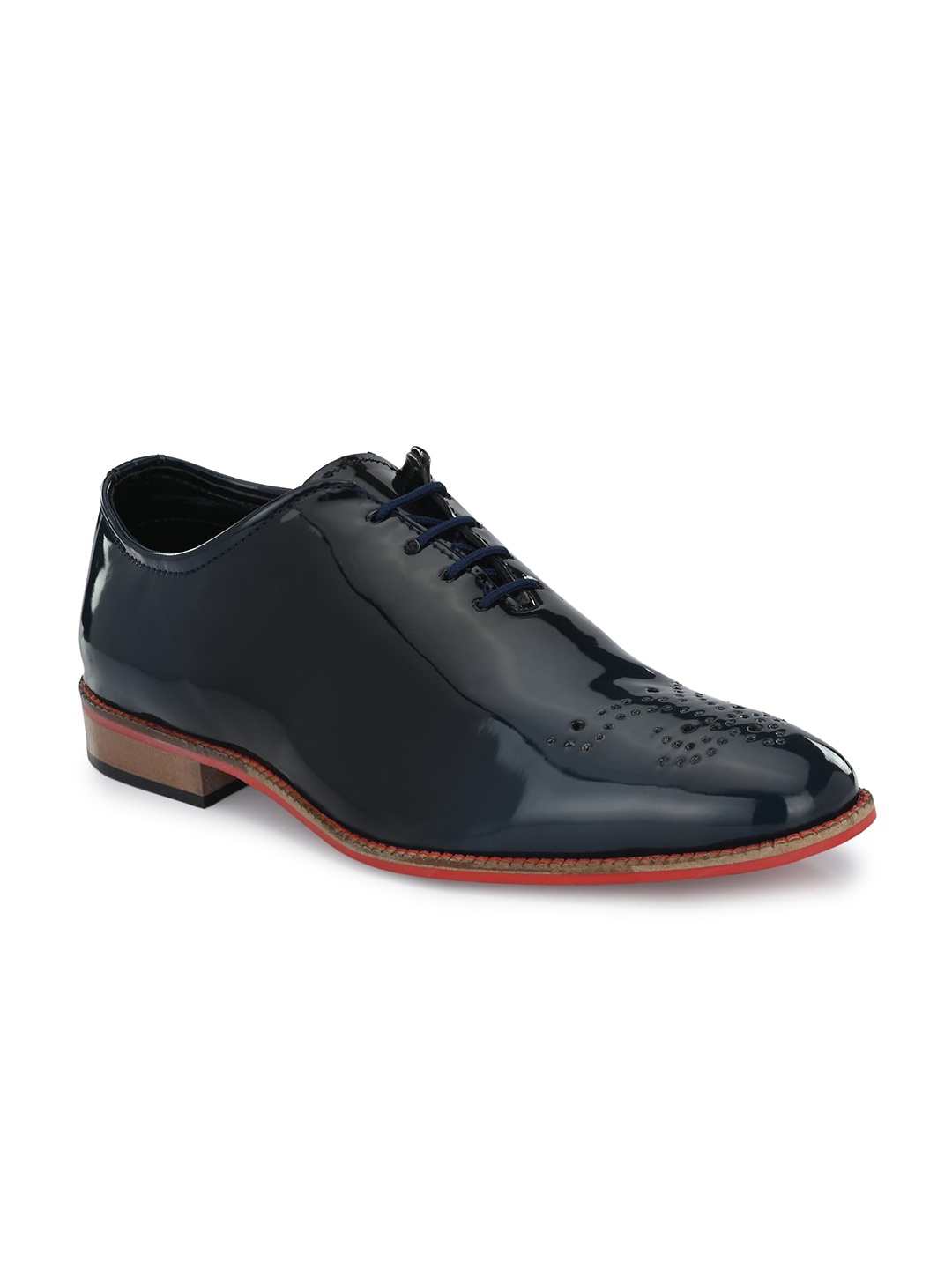 

KLEAT Men Navy Blue Solid Perforated Formal Shoes