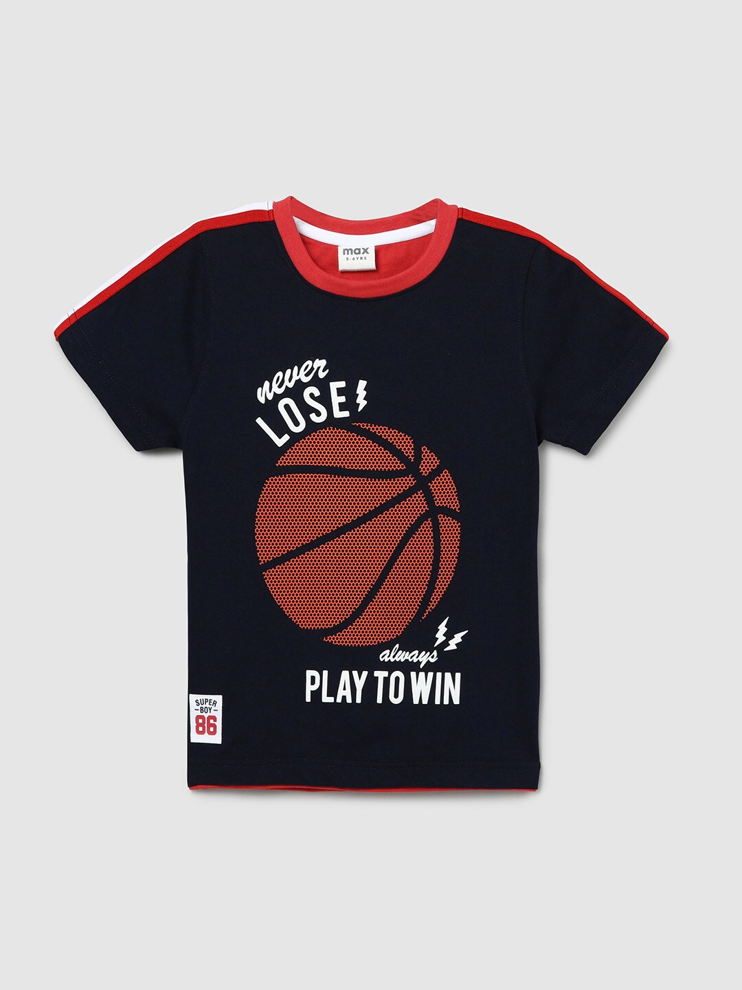 

max Boys Navy Blue Pure Cotton T-shirt
