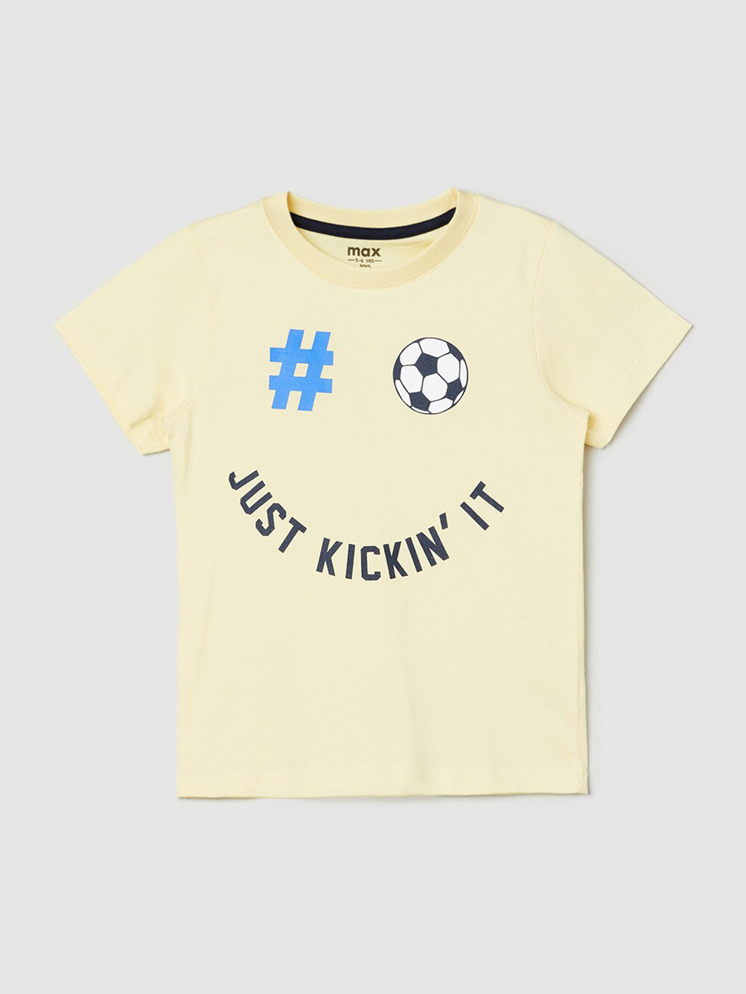 

max Boys Yellow Printed Pure Cotton T-shirt