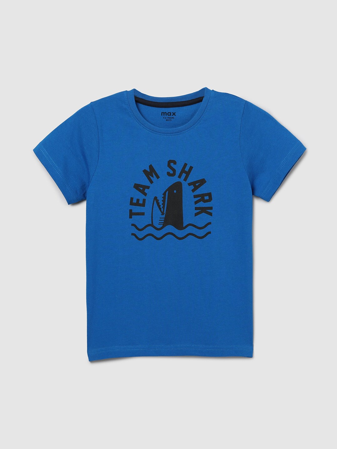 

max Boys Blue Typography Printed Pure Cotton T-shirt