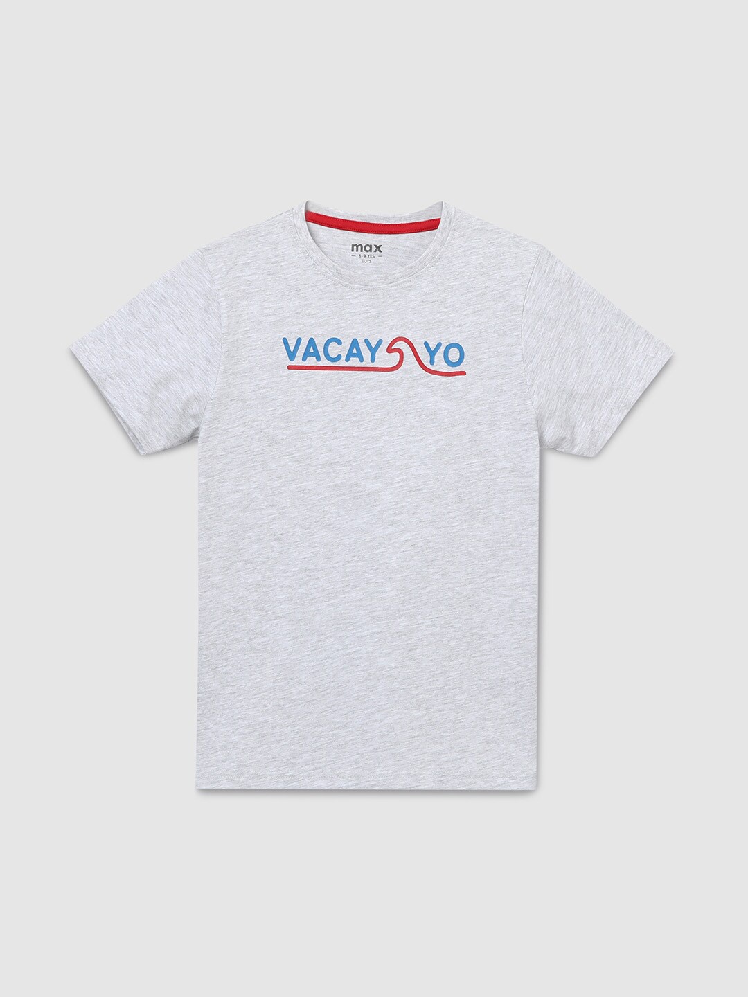 

max Boys Grey Pure Cotton T-shirt