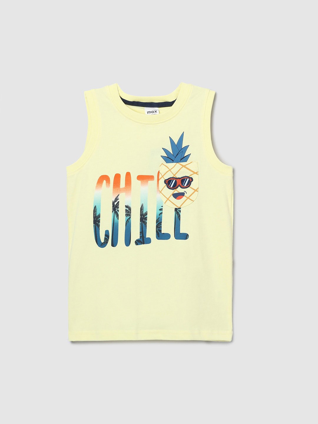 

max Boys Yellow Typography Printed Pure Cotton T-shirt