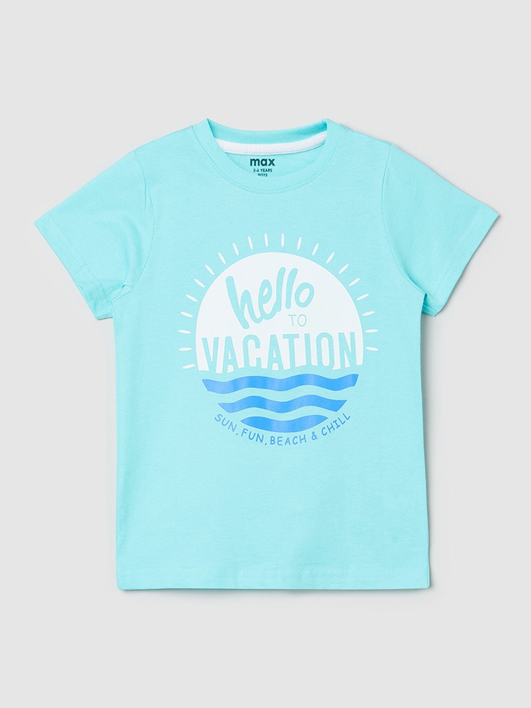 

max Boys Blue Printed Pure Cotton T-shirt