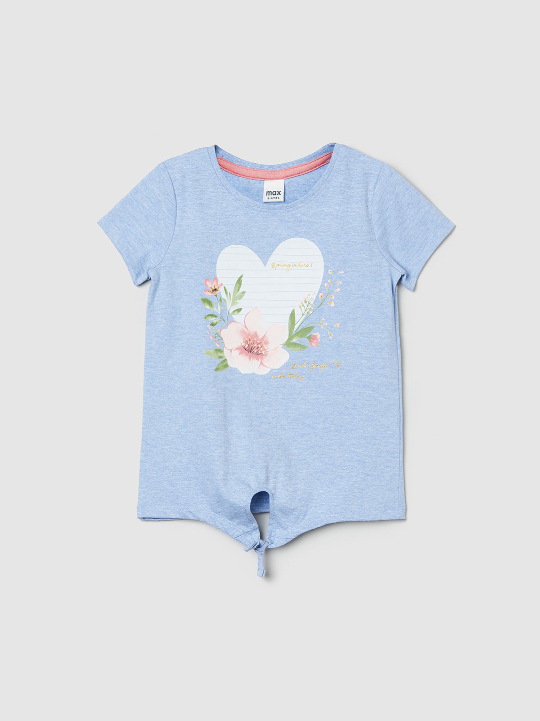 

max Girls Blue Floral Printed T-shirt