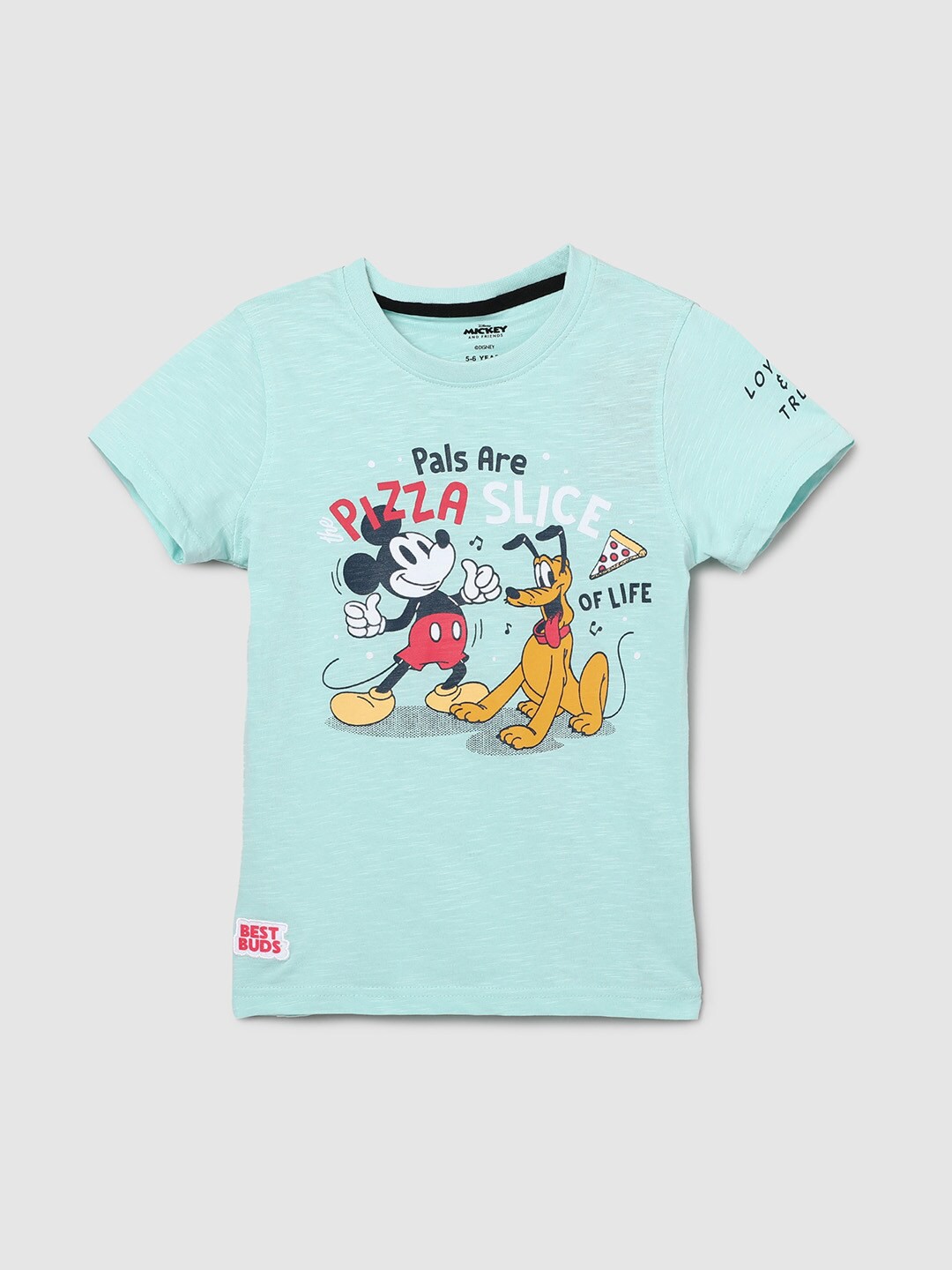 

max Boys Blue Mickey & Goofy Printed Pure Cotton Applique T-shirt