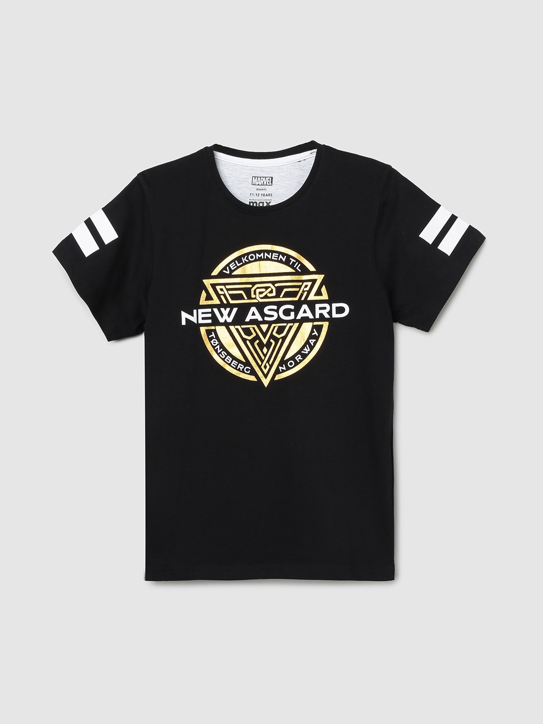

max Boys Black Printed Pure Cotton T-shirt