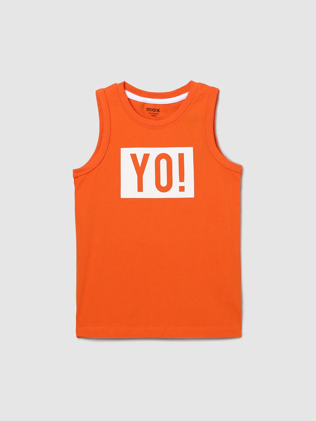 

max Boys Orange Pure Cotton T-shirt