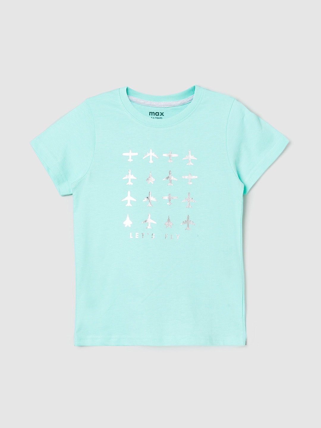 

max Boys Sea Green Printed T-shirt