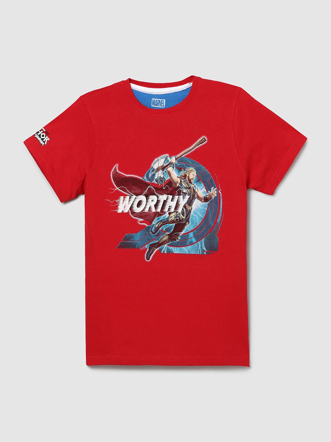 

max Boys Red Thor Printed Pure Cotton T-shirt