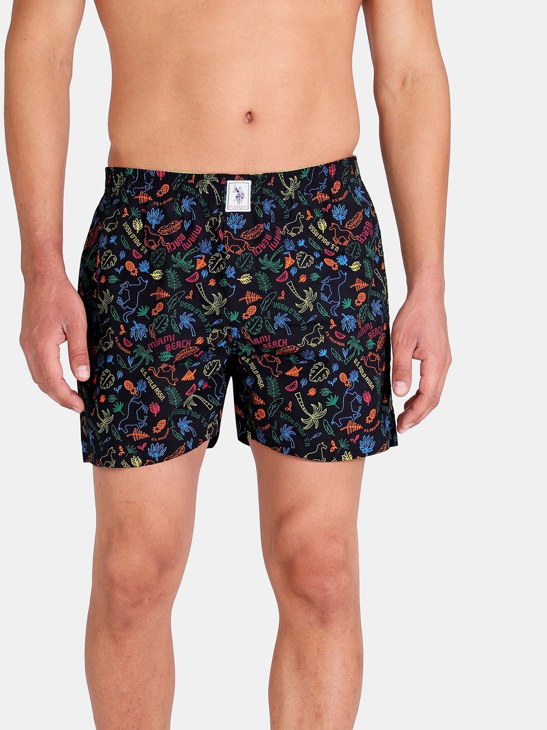 

U.S. Polo Assn. Men Black Printed Pure Cotton Boxers IYAC-AAZ-PR