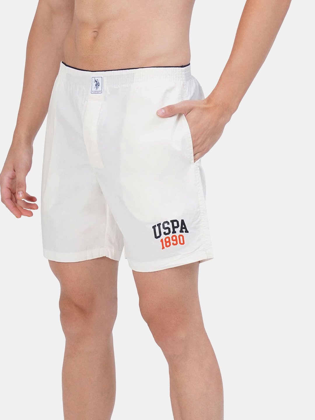 

U.S. Polo Assn. Men White Relaxed Fit Solid Pure Cotton Boxers IYAA-283-PL