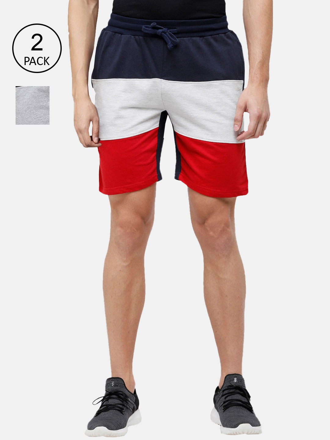 

MADSTO Men Multicoloured Colourblocked Set of 2 Shorts, Multi