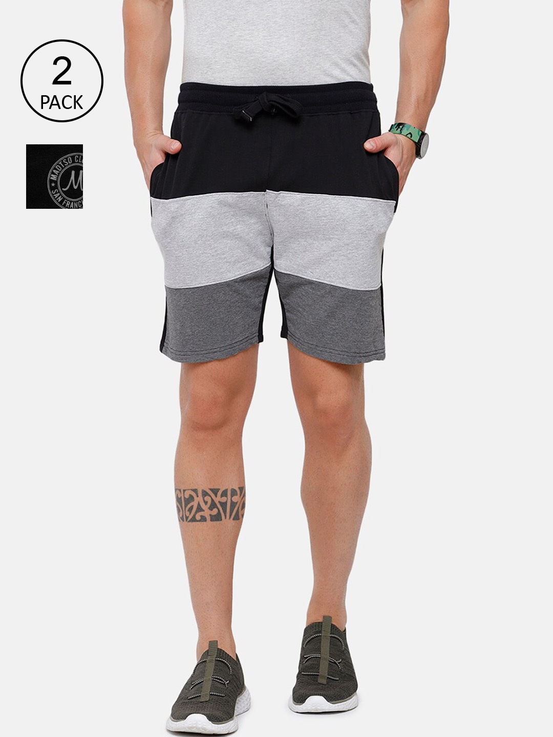 

MADSTO Men Multicoloured Colourblocked Shorts, Multi