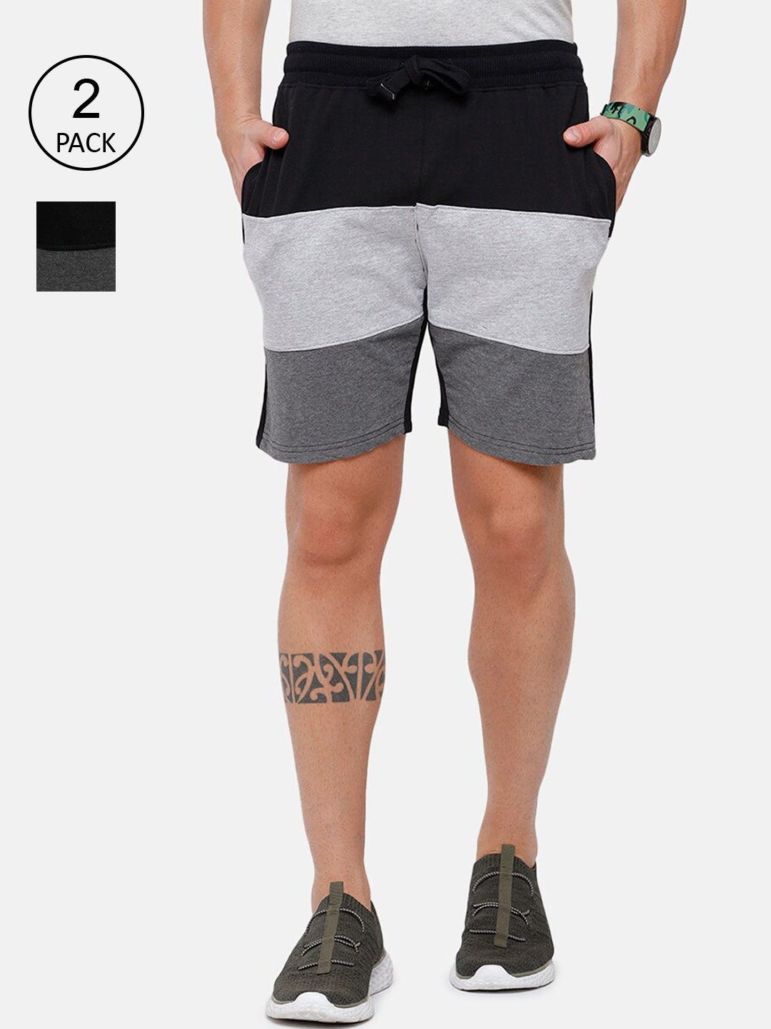 

MADSTO Men Multicoloured Colourblocked Shorts, Multi
