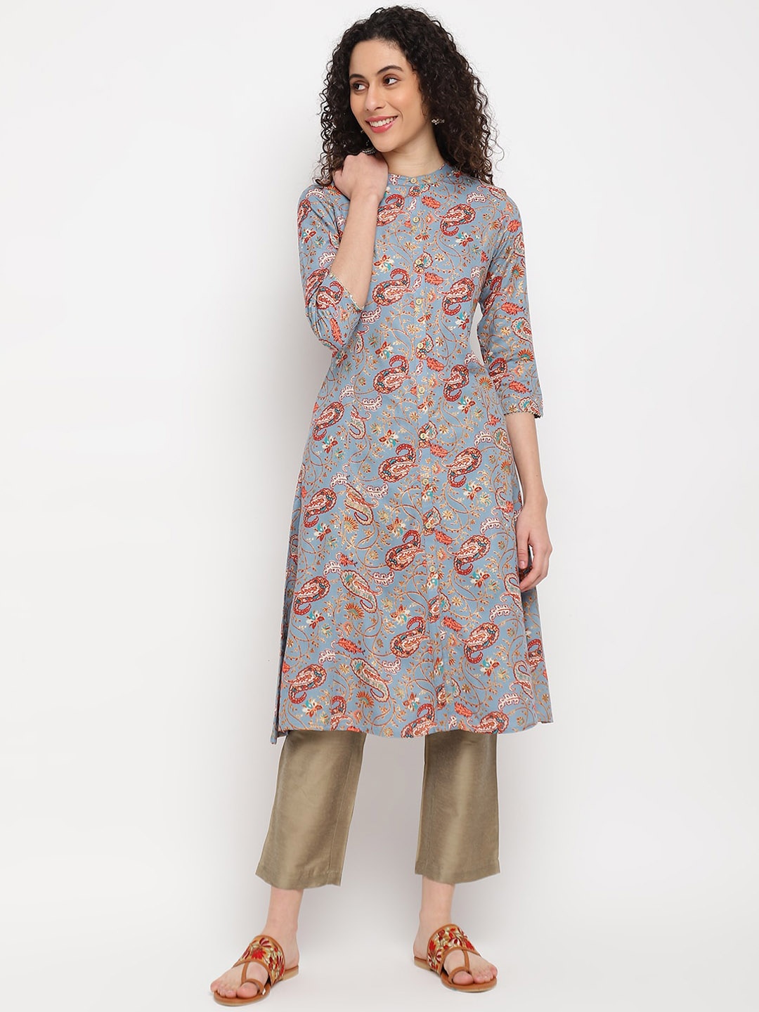 

IMARA Women Blue Ethnic Motifs Printed Kurta