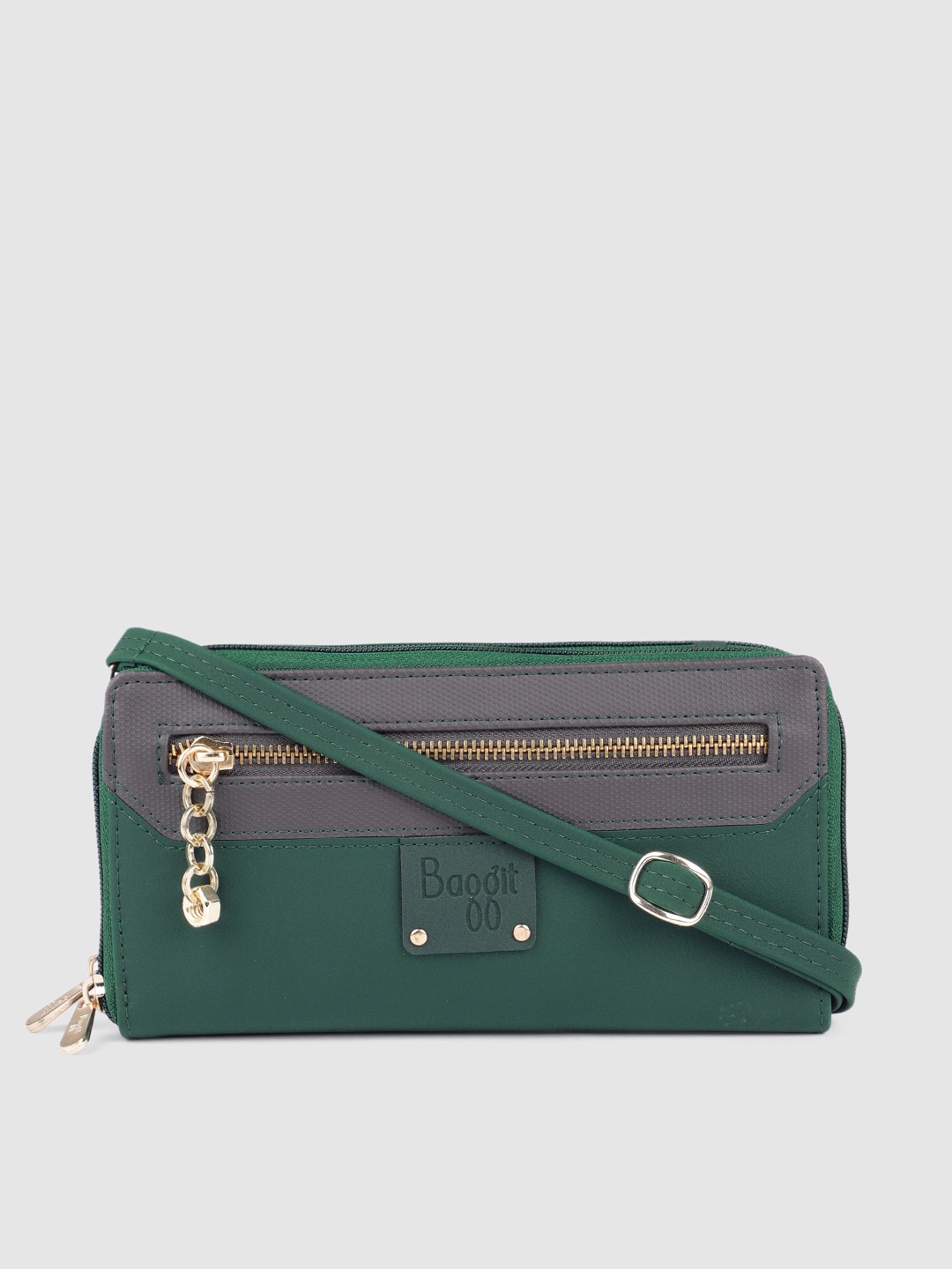 

Baggit Women Green Colourblocked Zip Around Wallet