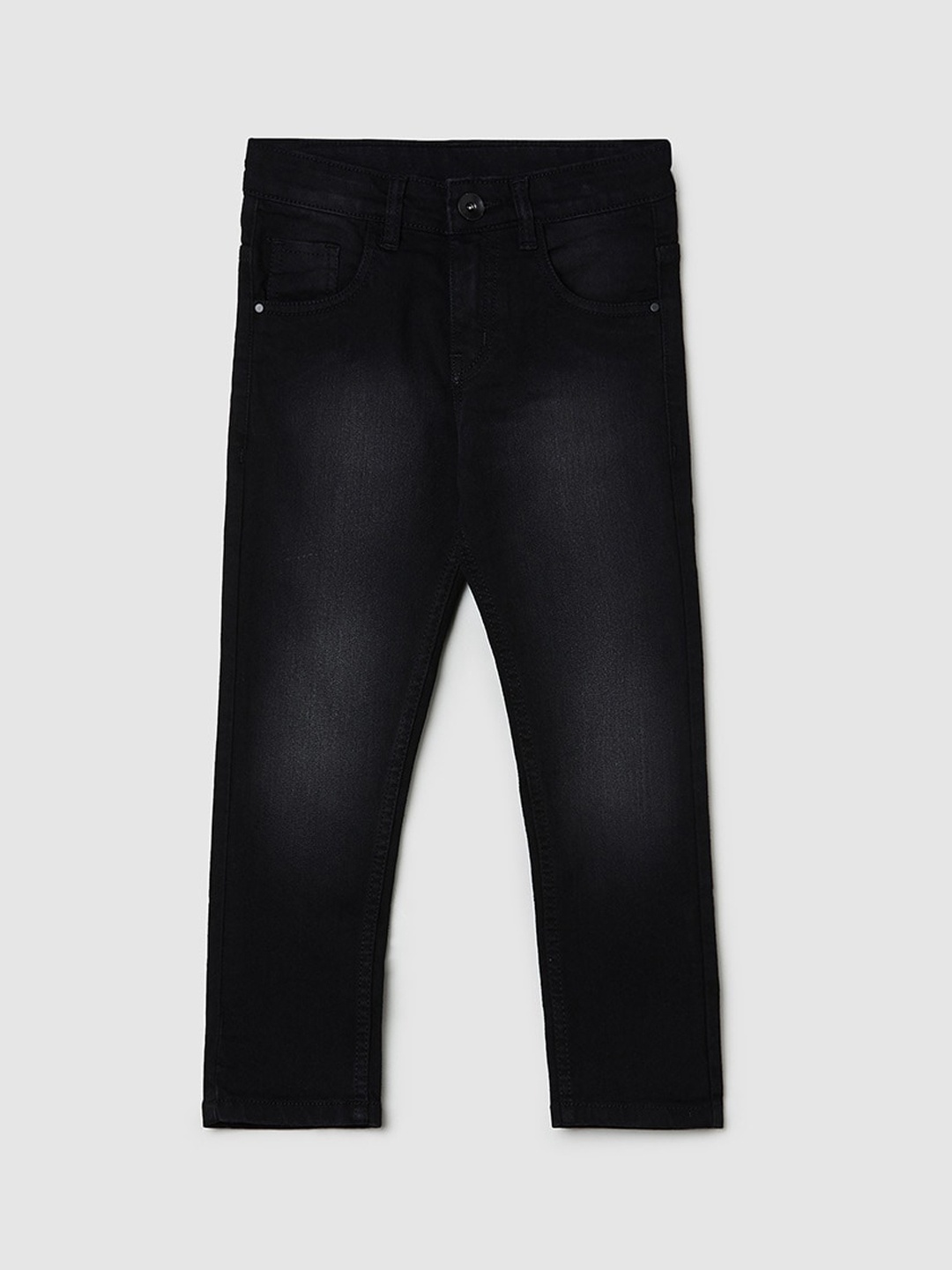 

max Boys Black Heavy Fade Mid-Rise Non-Stretchable Regular Fit Jeans
